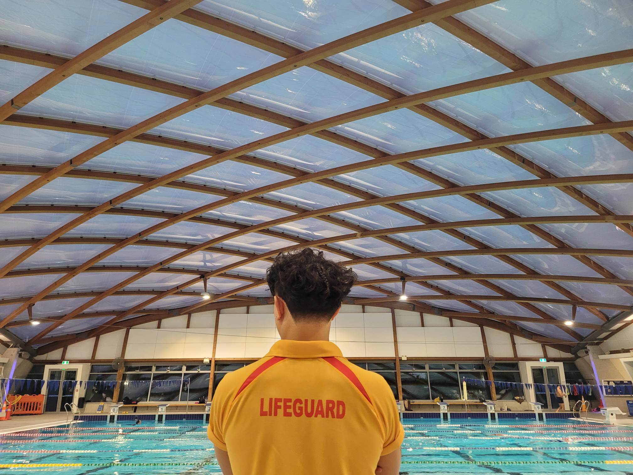 Lifeguard overseeing the main pool at Coastlands Aquatic Centre, Paraparaumu
