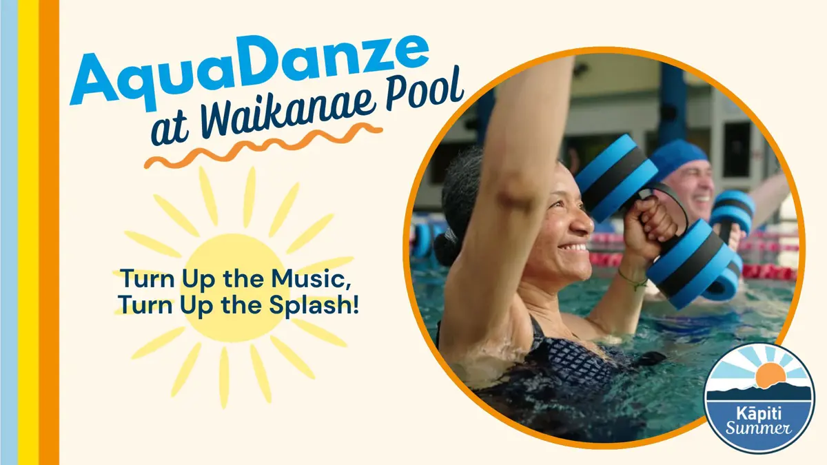 A fitness Instructor doing AquaZumba by the pool