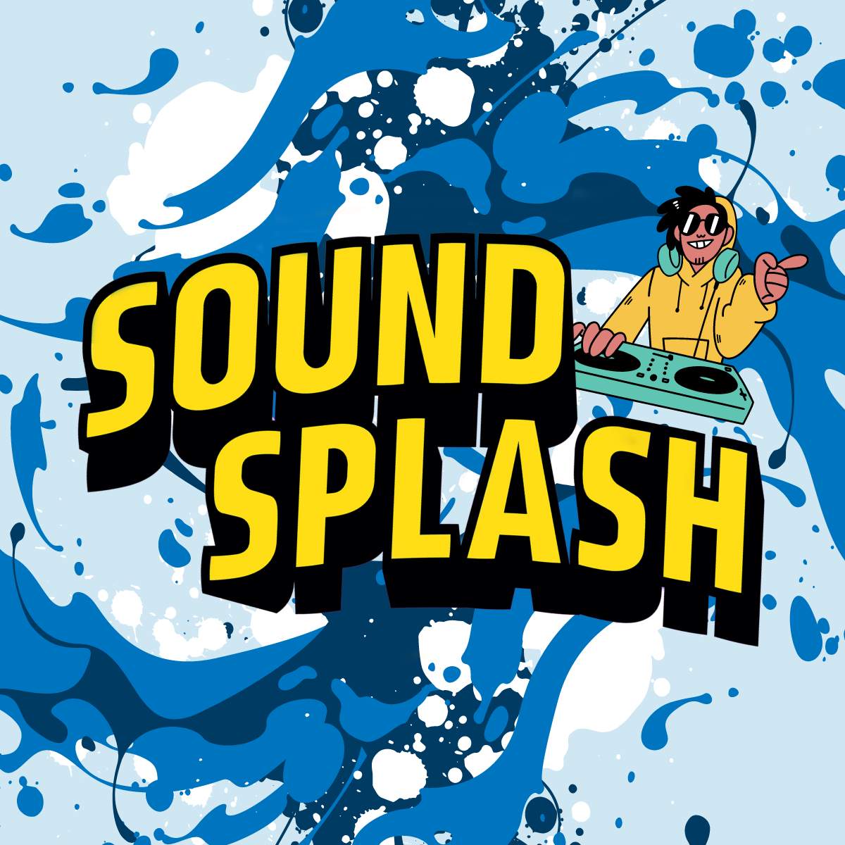 SoundSplash sketch illustration of DJ and water